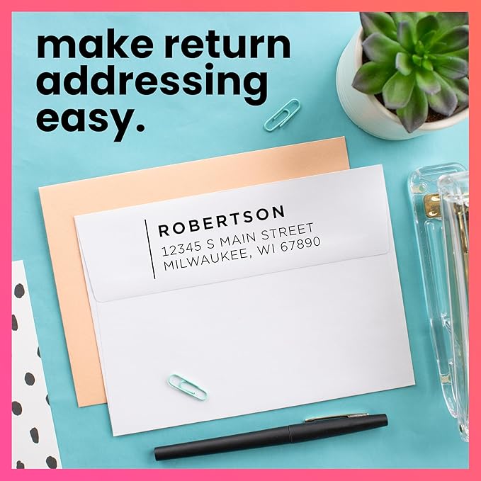 ExcelMark Personalized Return Address Stamp – Custom Self Inking Rubber Stamp (Medium, Modern Line)