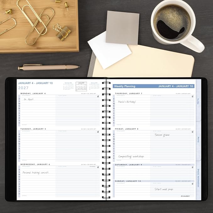 AT-A-GLANCE 2027 Appointment Book Planner, Weekly, 8" x 11", The Action Planner, Black (70EP010527)