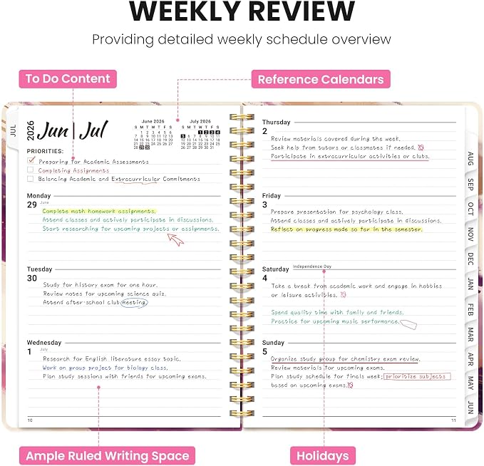 ZOTIA Planner 2026-2027, Jul 2026-Jun 2027 Weekly & Monthly Calendar