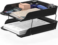Simple Houseware 2-Tier Stackable Paper Tray for Desk Organizer, Black | Desktop File Holder for A4/Letter Size Documents, File Sorter, Paper Holder, Office File & Accessories Storage