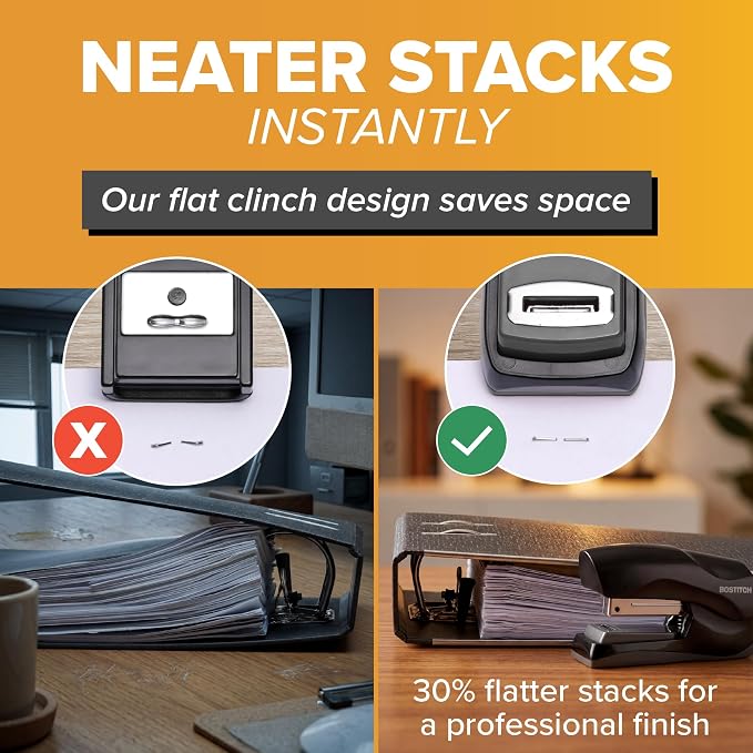 Bostitch Office Heavy Duty Stapler, 40 Sheet Capacity, No Jam, Half Strip, Fits into the Palm of Your Hand, for Classroom, Office or Desk, Charcoal
