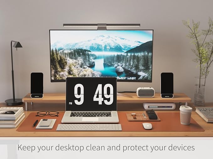 RENMTURE Dual-Sided Mouse Pad, Natural Cork & PU Leather Large Desk Pad for Office and Home Work, Desk Protector Non-Slip, Waterproof, Easy Clean (Brown,47"x17")