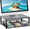 Small Laptop Stand for Desk, Monitor Stand Riser, Desk Organizer for Office Organization, Office Desk Accessories, Computer Desktop Stand with Drawer for Home, Office, School (Black)
