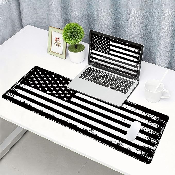Armanza Large Mouse Pad, Gaming Mousepad with Stitched Edges, Non-Slip Rubber Base Keyboard Mouse Mat Desk Pad for Work, Game, Office, Home, 31.5 x 11.8 in, American Flag