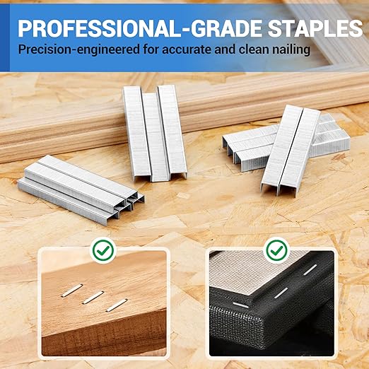 meite JT21 Staples, 3/8 Inch Galvanized Fine Wire Staples for Staple Gun - 5,000 Counts, 7/16" Crown JT21 Staple Refill, Ideal for Upholstery, Crafts, Furniture