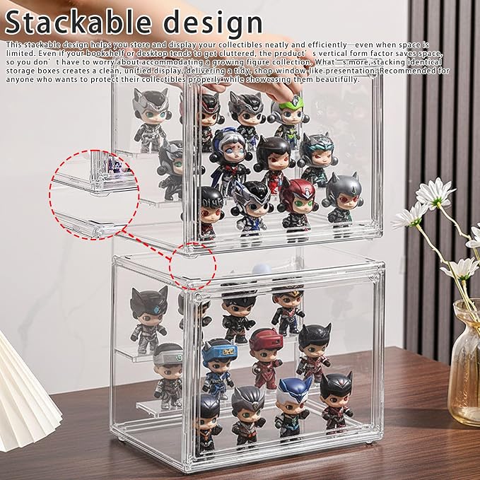 Clear Acrylic Display Case for Figures, 3 Layer Adjustable Acrylic Boxes for Display, Stackable Display Boxes for Collectibles, Action Figure Display Case for Shoe, Bread, Cosmetic, Handbag, 1 Pack