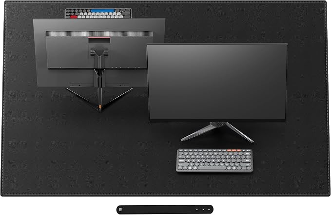 Cacoy 59x35.4 Inch Leather Desk Mat, XXL Large Computer Mouse Pad, PU Leather Desk Pad Blotter Protector, Office Table Cover, Multifunctional Desktop Matt for Desktop, Laptop Mouse Mat (Black)