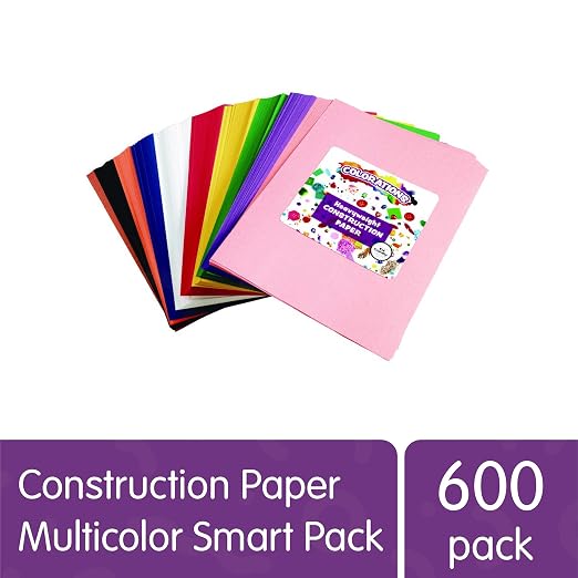 Colorations Color Construction Paper, Smart Pack, Assorted Color Paper, Colored Paper, Coloring Paper, Drawing, Craft Paper,Classroom Supplies, Kids Construction paper, 600 Sheets,Home,Home School Use | 600 Sheets Smartpack Colored Paper, Bulk Pack Art...