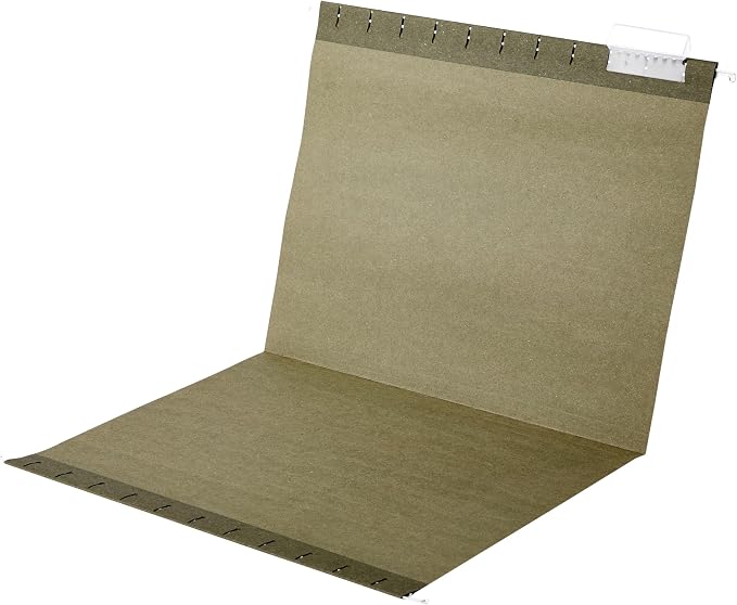 Amazon Basics Hanging File Folders for Documents, Letter Size, 1/5-Cut Adjustable Tabs, Standard Green, 50 Count