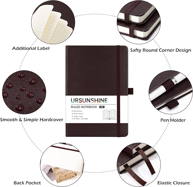 Ruled Notebook/Journal - Classic Lined Journal/Notebook, 5.3'' x 8.26''