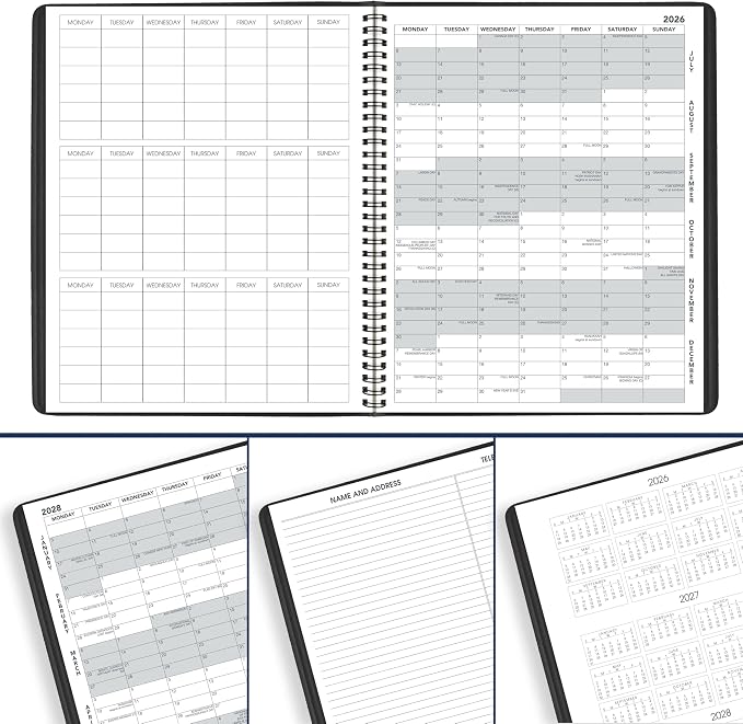AT-A-GLANCE Planner 2026-2027 Monthly Academic 18-Month July-December Calendar Notebook, 9" x 11", Black (7007405)