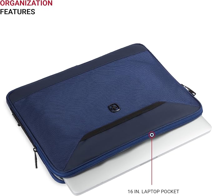 SwissGear Padded Zippered Laptop Sleeve, Micro-Twill Laptop Case with Fleece Lining & Front Webbing
