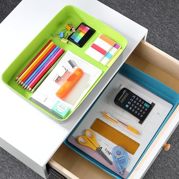 2pc Office desk drawer organizer Paper File Tray Green Turquoise