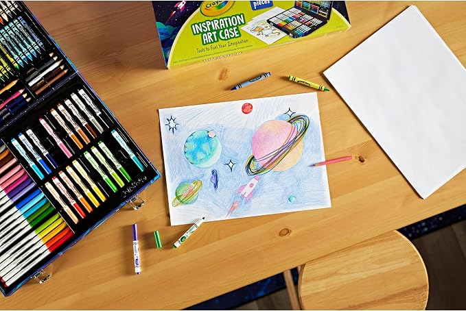 Crayola Inspiration Art Case Coloring Set, 140pc Space Theme – Art Kit for Kids, Crayons, Markers, Pencils, Gift for Boys & Girls, Ages 5, 6, 7, 8 [Amazon Exclusive]