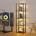LED Display Shelf with Lights – Glass Display Cabinet for Collectibles with Dimmable Lighting, App & Remote Control – 66” Curio Shelf Floor Lamp with Adjustable Color Temps – FENLO Fantasy Plus Pro