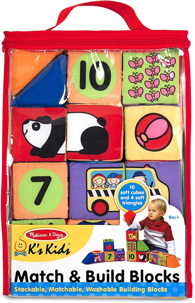 Melissa & Doug K's Kids Match and Build Soft Blocks Set (Pack of 6)