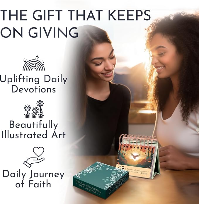 Religious Daily Devotional Calendar for Women, 366 Devotions & Reflections | Religious Gifts for Women, Devotional Flip Calendar, Faith Desk Decor, Daily Reflections & Prompts, Daily Moments With God