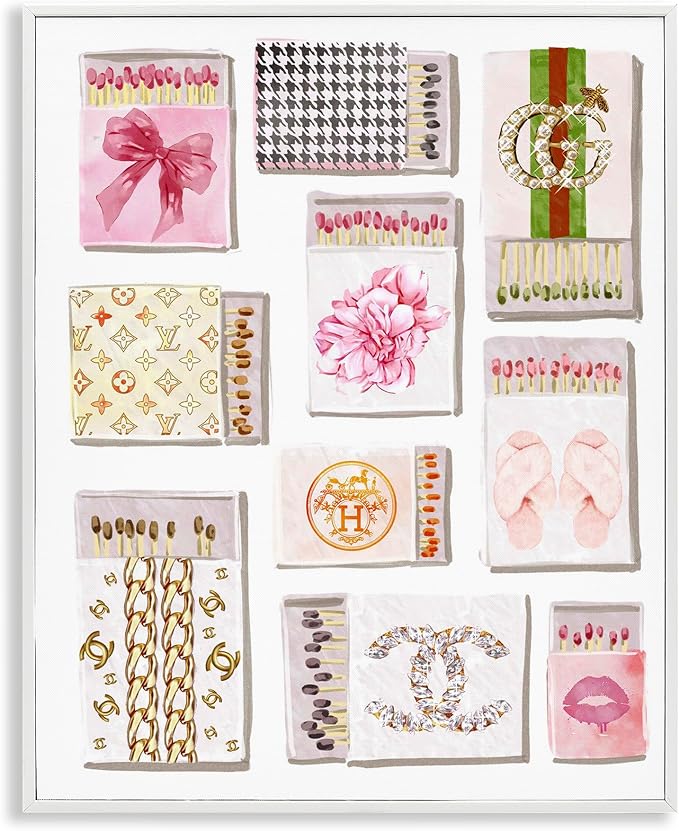 'Glam Girl Matchboxes'| Framed Giclee Art | Stupell Industries | White, 11 x 14 Inches, Easy to Hang and Sturdy, Made in USA, by Ziwei Li