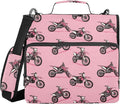 Fisyme Dirt Bike Motocycles Zipper Binder 3 Ring with Zipper and Shoulder Strap Large Capacity Multi-Pocket Binder Organizer