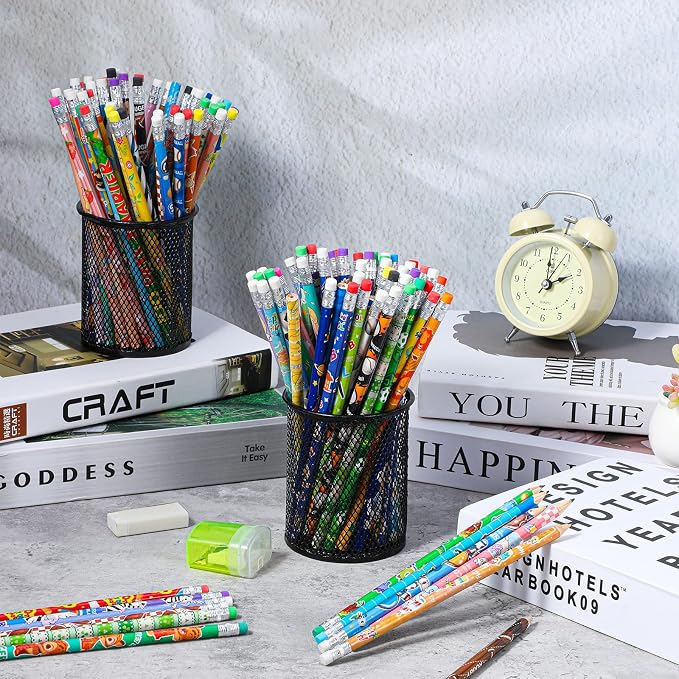 180 Pcs Colorful Wooden Pencils with Erasers, No.2 HB Multicolor Pencils Bulk for Learning Supplies, Rewards, Teacher Gifts & Party Favors
