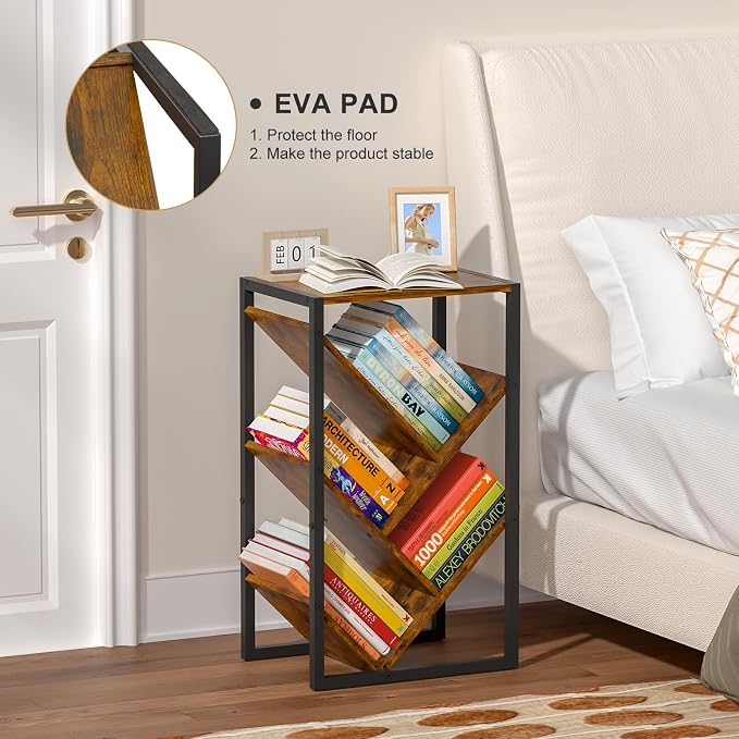 Cutogxon Small Bookcase - 5 Tier Tree Bookshelf with EVA Pads, Book Shelf for Small Spaces Bookshelves Wooden Book Storage Organizer Shelves for Hardcover Books Bedroom Living Room