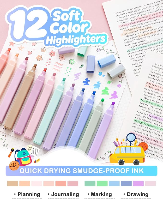 63PCS Stationery Set Aesthetic School Supplies with Pen Case & Notebook