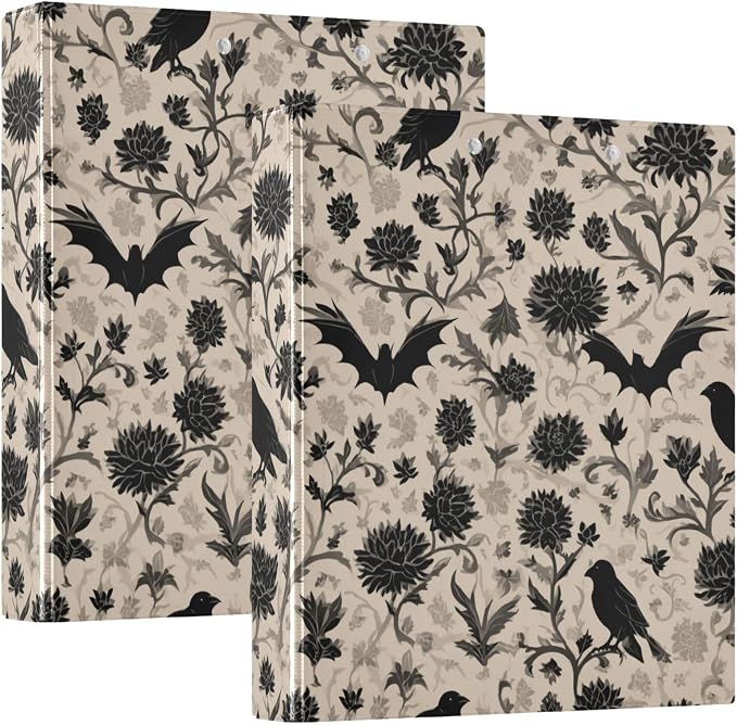 Goth Bath Round Ring Binders Crow (5) 1.5 Inch 3 Ring Binder with Clipboard Holds 200 Sheets Office Home School