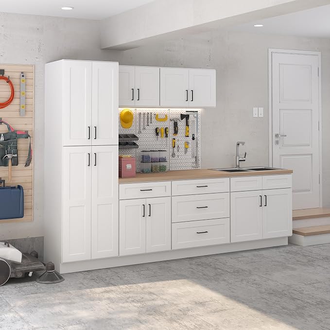 Furinno Shaker Wall Kitchen Cabinet 2-Doors-2 Shelves, Ready to Assemble, 12 D x 33 W x 36 H, White