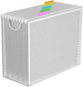 Letter-Size Hanging File Organizer (White, with 5 Grey Folders) | File Holder Filing Box for Desk, Metal Mesh Desk File Folder Storage for Office(No Assembly Required)