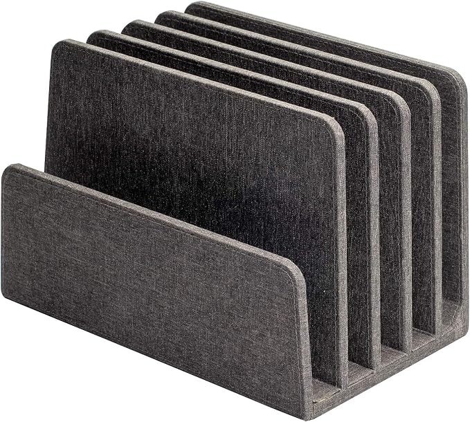 MobileVision Executive Dark Gray Desktop File Folder Organizer and Paper Tray, 5 Slot Dividers