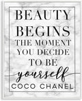 Beauty Begins Inspirational Quote, 16 x 20 Inch Framed Giclée Print | Stupell Industries · By Lil' Rue · Ready to hang · Giftable accent for home refresh · Made in USA