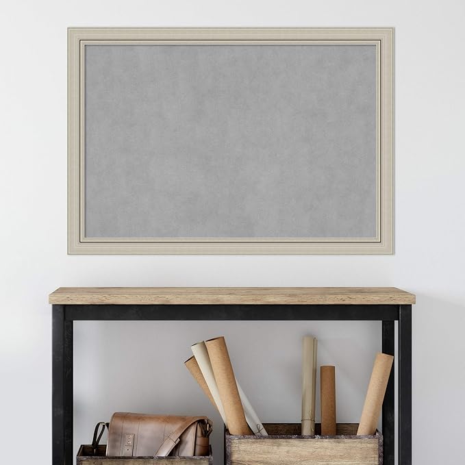 Amanti Art Silver Framed Magnetic Board 28x40 Large Vision Board for use with Magnets, 100% Metal Sheet to Display Items as Office Decor or for Home Organization in mudroom, Kitchen or Kids Room