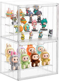Clear Acrylic Display Case for Figures 4 Layer Figure Display Shelf with 3 Movable Plate Stackable Display Box with Magnetic Door for Collectibles 2 Pack