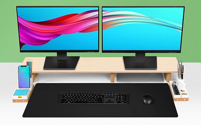 Leather Desk Pad& Monitor Stand