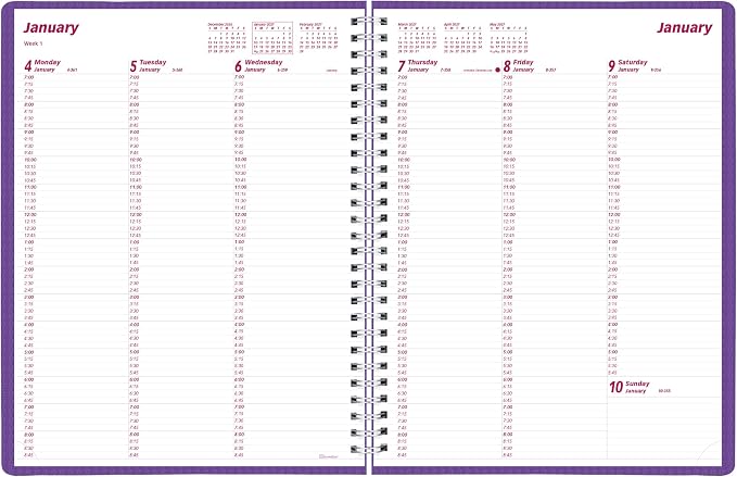 Brownline® 2027 DuraFlex Weekly Planner, Appointment Book, 12 Months, January to December, Twin-Wire Binding, 11" x 8.5", Purple (CB950V.PUR)