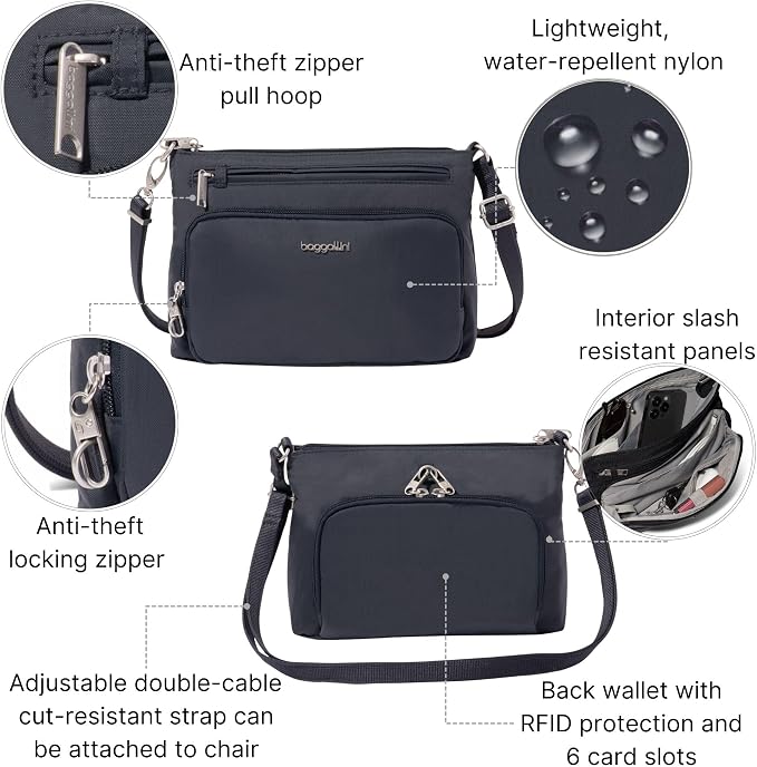 Baggallini Securtex Anti-Theft Keepsake Crossbody