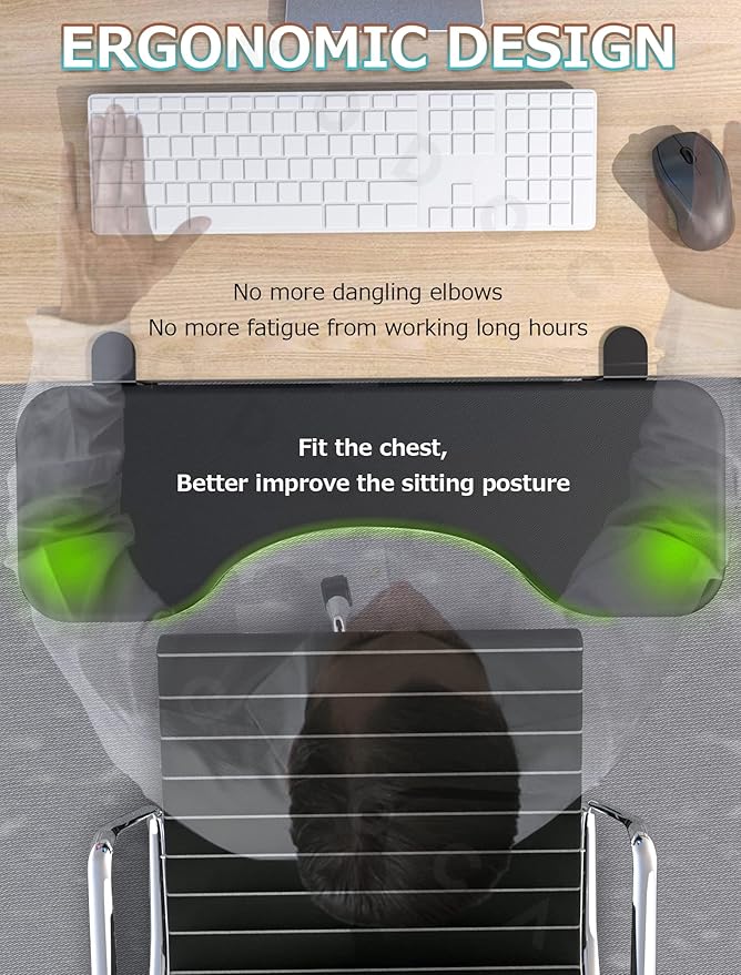 NODOCA Arm Rest for Desk, Ergonomics Wrist Rest, Desk Extender, Soft Sponge Built-in, Comfortable Arm Support for Desk, Wrapped in Eco-Friendly Leather, Foldable Elbow Rest for Desk(1, Black, 26.5'')