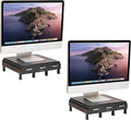 Mind Reader Monitor Stand, 3 Storage Drawers, Desktop Organizer, Riser, Office, 13.5"L x 13"W x 4"H, Set of 2, Black