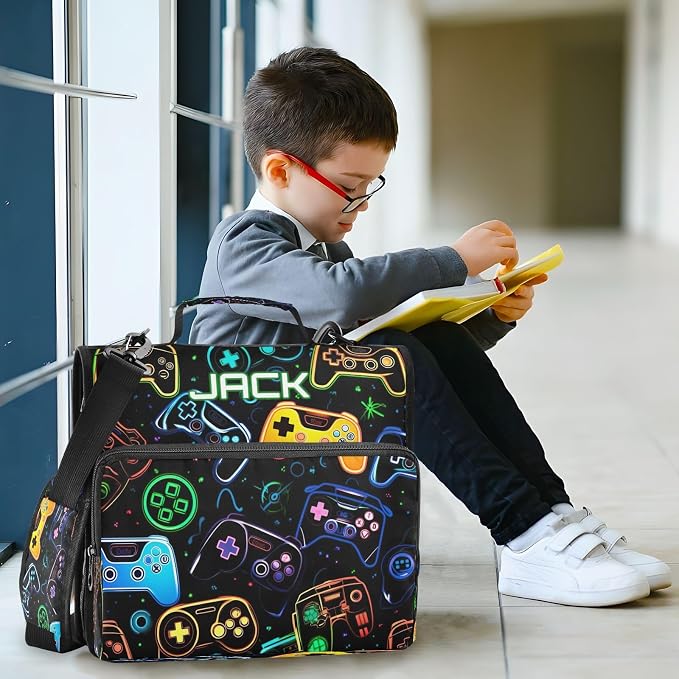 Personalized Video Game Controller 1.5 Inch Zipper Binder with Name | Your selected font will be printed with a matching outline for the best gaming-inspired look.