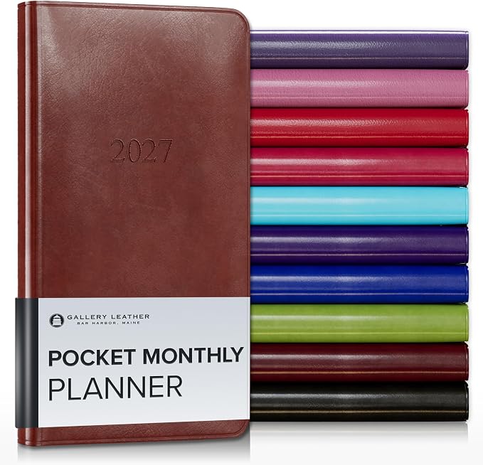 Gallery Leather Pocket Monthly Planner 2026-2027 Acadia Tan