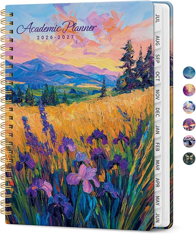 Taja Planner 2026-2027, Jul 2026-Jun 2027 Monthly & Weekly Calendar Planner | 6.3" x 8.5", Hardcover Academic Calendar, Teacher Student Agenda Book with Tabs, School Office Supplies, Golden Meadow