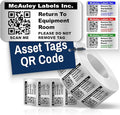 McAuley Labels Custom QR Code Stickers - Numbered, Permanent, Adhesive Asset Tags for Equipment - Metalized Silver Polyester - 1.5x0.75 Inches