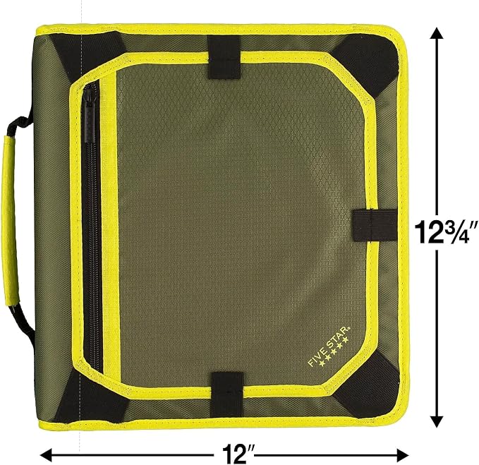 Five Star Zipper Binder, 2 Inch 3 Ring Binder, Expansion Panel, Durable, Color Selected For You, 1 Count (29052)