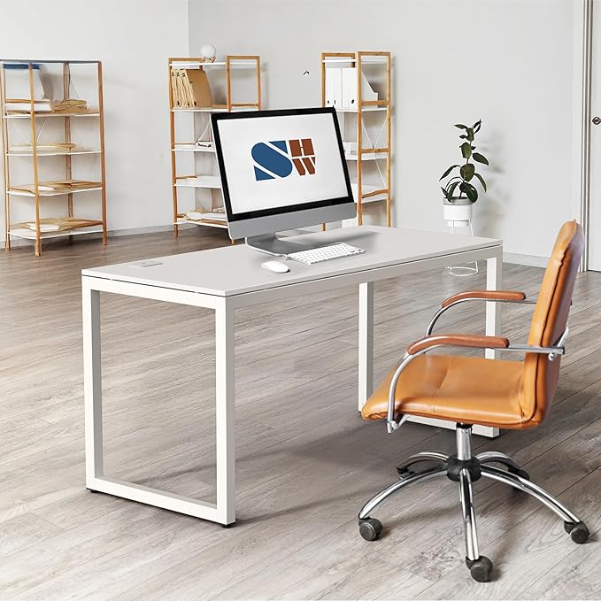 SHW 48-Inch Commercial-Grade Office Computer Desk, White | 10-Year Limited Warranty