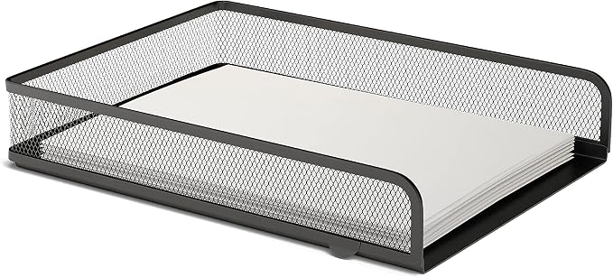 TRU RED Front‑Load Stackable Metal Letter Tray – Desktop Paper Organizer for Office Files & Documents