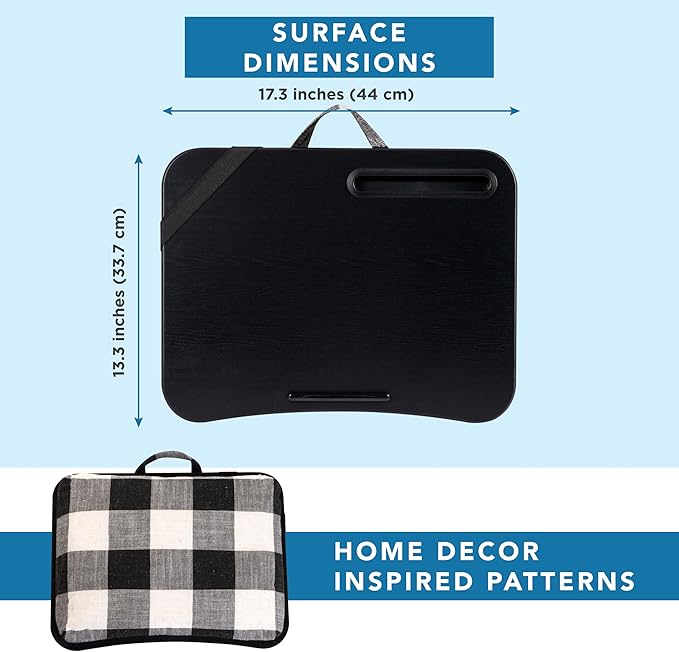 LAPGEAR Designer Lap Desk – Buffalo Check, 2-Pack with Storage Basket