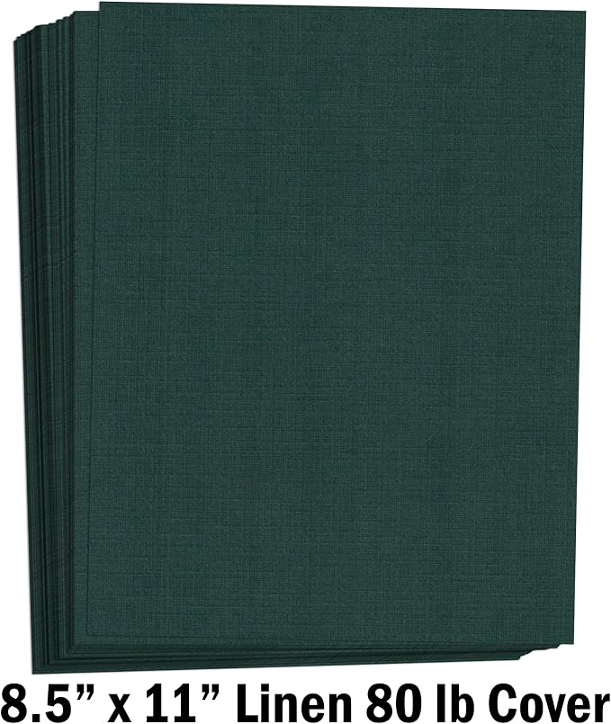 Hamilco Colored Cardstock Scrapbook Paper 8.5x11 Linen Textured Color Card Stock Paper Sacramento Green 80 lb Cover 50 Pack