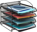 Mind Reader 4-Tier Paper Tray, File Storage, Desktop Organizer, Wall Mountable, File Organization, Metal Mesh, Black