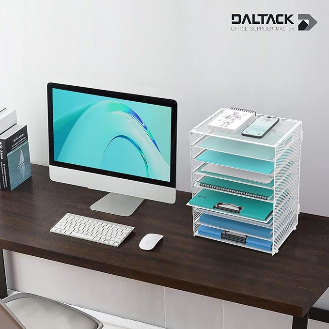 9-Tier Paper Organizer for Desk, Letter Tray with Handles, White, 2 Pack | Desk File Organizer with Removable Trays for Sorting Files, Folders, Mail and Printer Paper at Home, School or Office
