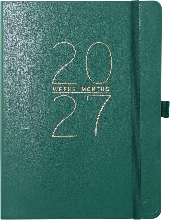 Graphique 18 Month Planner, July 2026 – Dec. 2027 Apollo Collection Green Plan Hardbound Spiral Planner, Monthly Tabs, Holidays, Reminder Stickers, 6 x 8